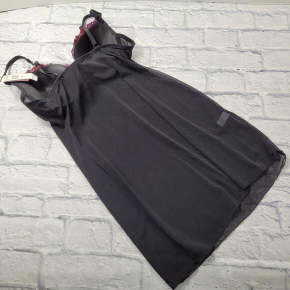 NWT Donna Loren Black Chemise Contrasting Embroidered Cups sz XL style S1020 - Picture 6 of 11
